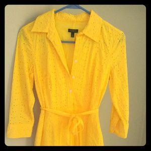 Yellow Eyelit Shirt Dress