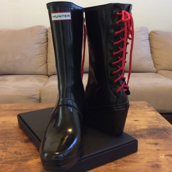 Hunter Shoes Verbier Wedge Heel Rain Boots Sz 8 Poshmark