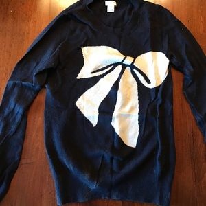 Jcrew Navy & White Wool Bow Sweater XS