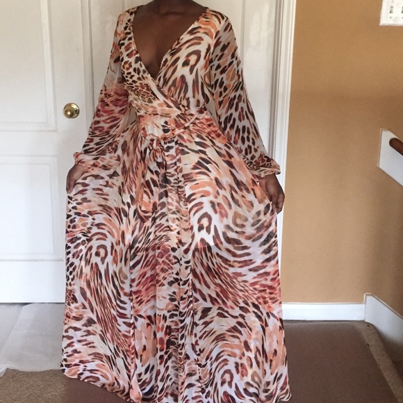 Jennifer Lopez Cheeta Print Maxi Dress
