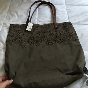 Brand new green and brown tote bag
