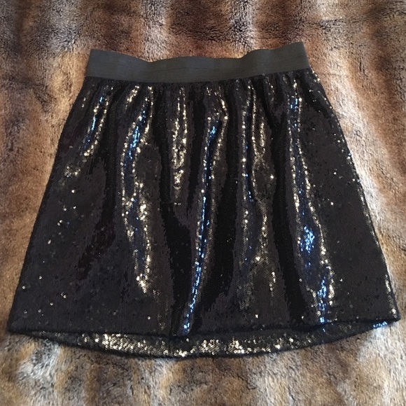 Aqua Black Sequin Skirt