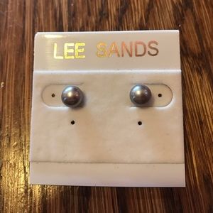 New Lee Sands Small Blue Pearl Earrings