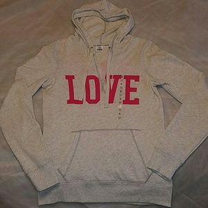 NWT Heathered Gray PINK Pullover Hoodie Sz. L