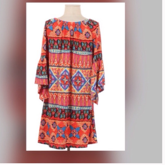 Bright & fun Aztec tunic & made in USA. Restocked - Picture 3 of 4