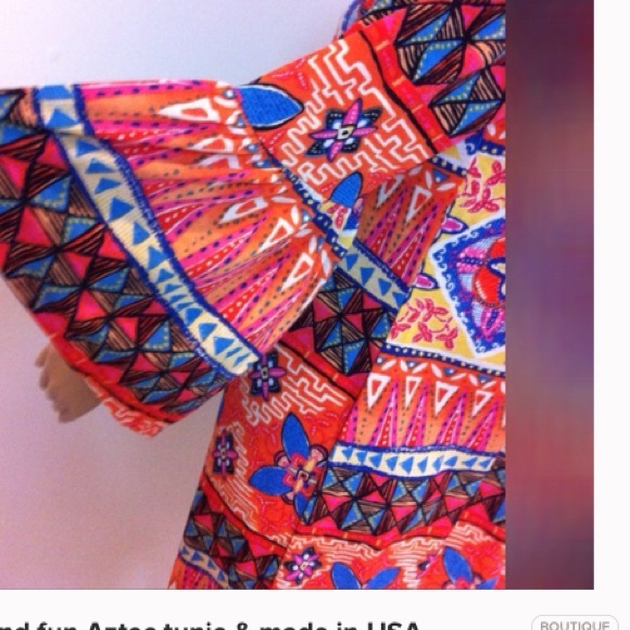 Bright & fun Aztec tunic & made in USA. Restocked - Picture 4 of 4