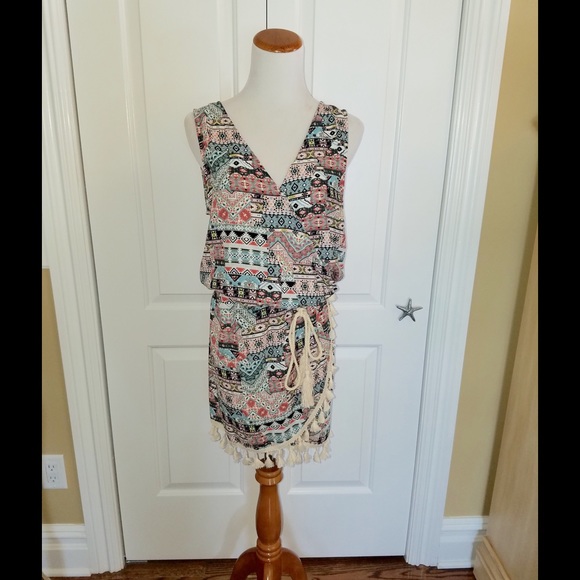 🚨LAST L🚨Multicolored tassel trim wrap dress - Picture 3 of 4
