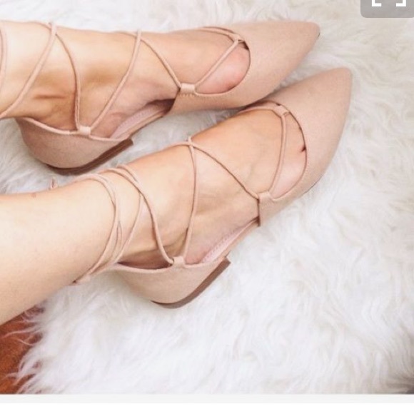 Zara Shoes - ZARA nude lace up flats