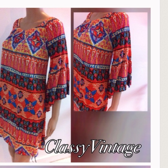 boutique Tops - Bright and fun Aztec tunic & made in USA restocked