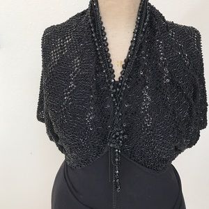 Amazing Alice + Olivia Black Beaded Shrug
