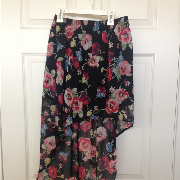 Floral High Low Skirt