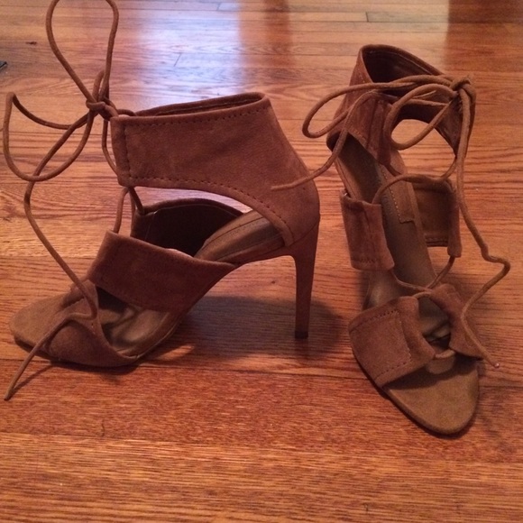 Zara lace up suede heels sz 37