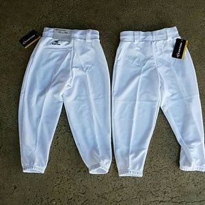 2 Easton Pro pull-up white baseball pants size YS