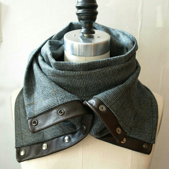 Other - 🍾HP🍾 11/3 Tweed Houndstooth Leather Scarf