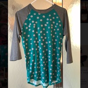 Small LuLaRoe Randy tee green and Gray polka dot