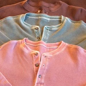 THREE Thermal Henley Shirts