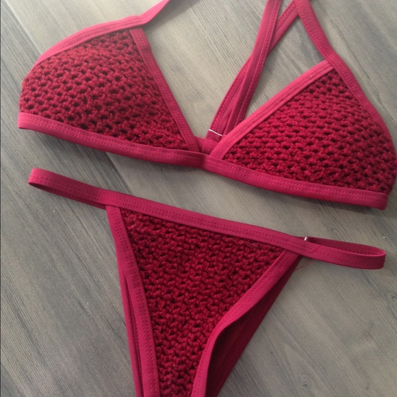 Red crochet Brazilian bikini