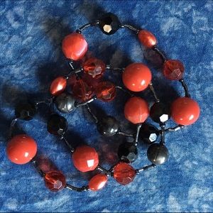 3 red & black bracelets