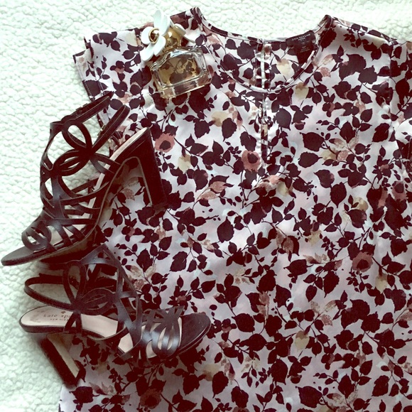 Ann Taylor Tops - ✨SALE✨ Pink and black floral satin blouse