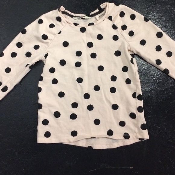 H&M Girls Light Pink longsleeve w black dots