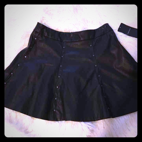 ZARA LEATHER STUDDED MINI SKIRT