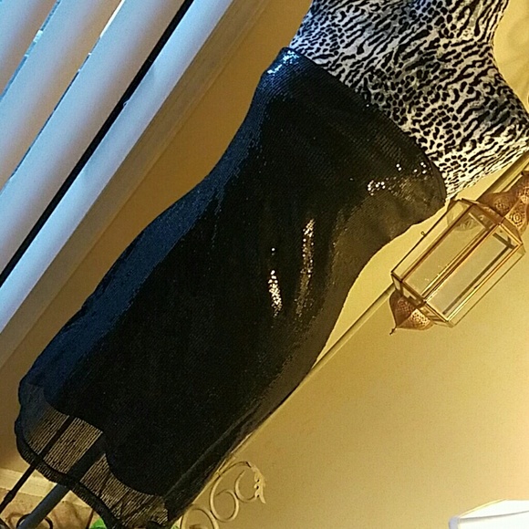 Black sequin cocktail mini dress