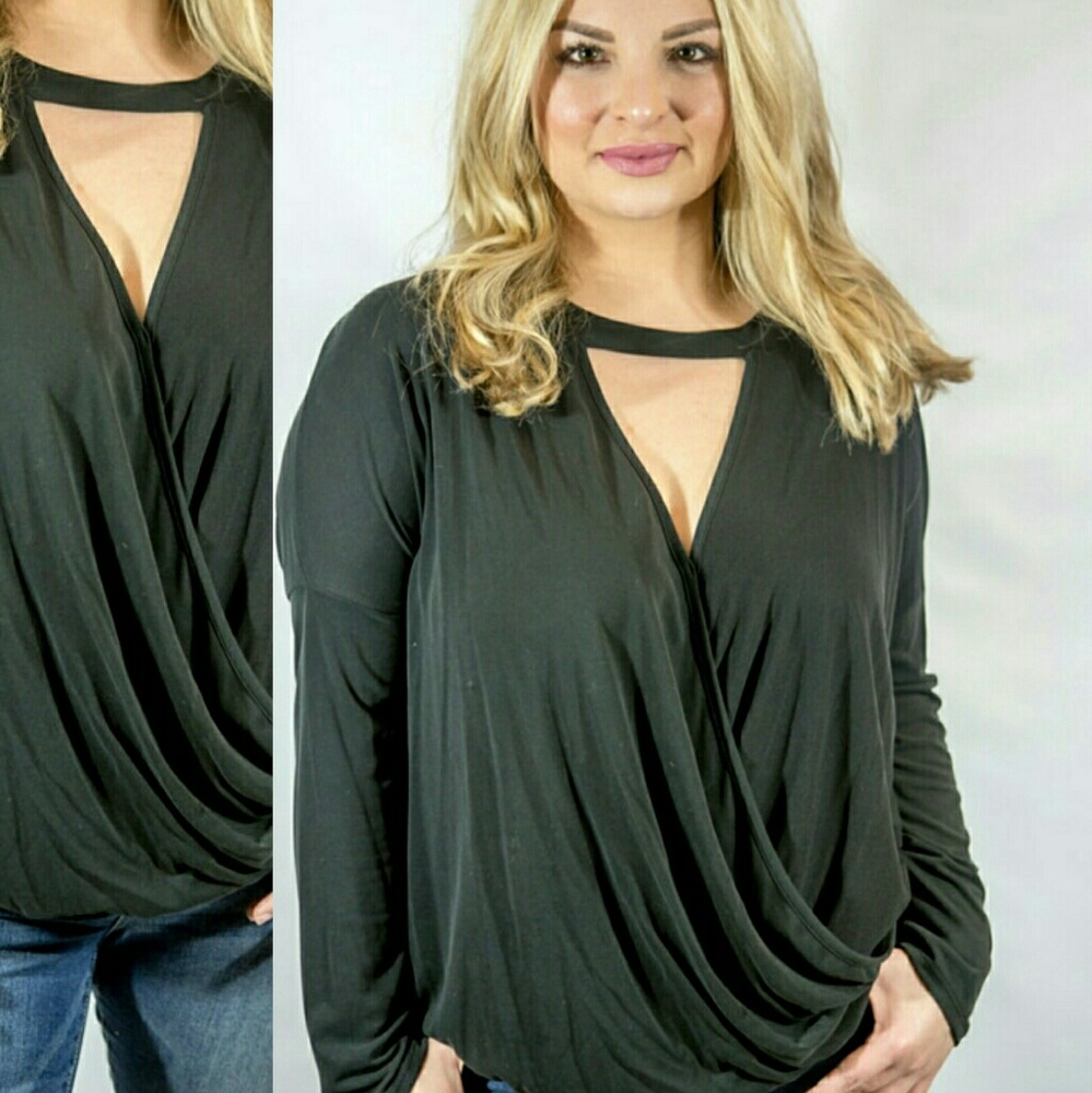 High low black blouse