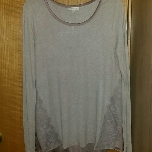 Bordeaux Anthropologie top *nwot* with lace Sz L