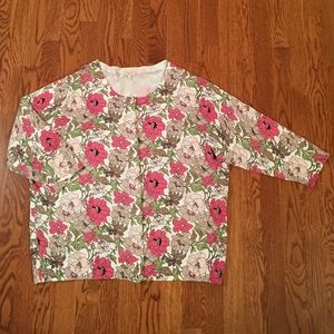 Talbots Print Cotton Blend Cardigan 2x