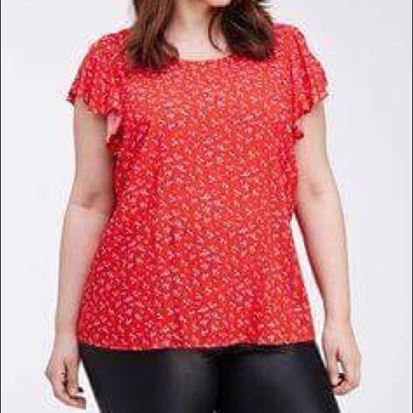 Red floral top