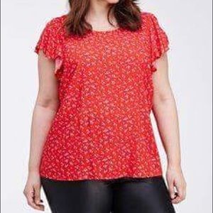 Red floral top