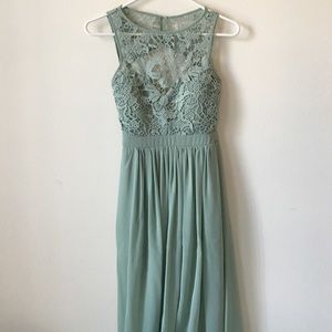 "So Far" Sage Green Lace Maxi Dress