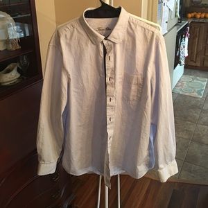 Men's button down white shirt with blue stripe