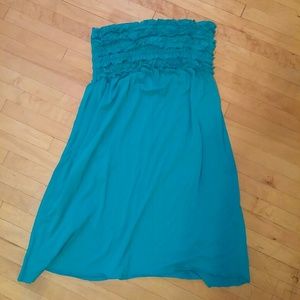 Teal Strapless Beach Cover Up Dress