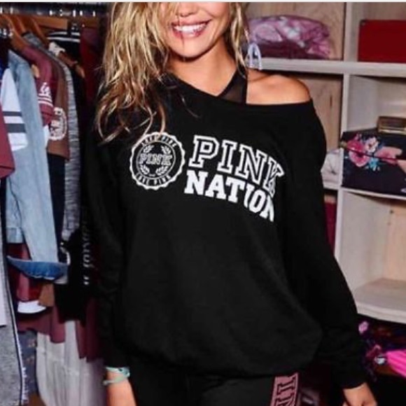 pink nation slouchy crew neck.