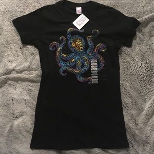 Jamaican Me Crazy Rainbow Octopus Shirt NWT
