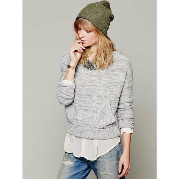 Free People Sweaters - Free People In the Pocket Crop Sweater Large Gray