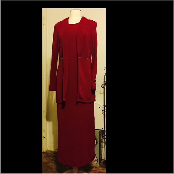Long sleeve burgundy dress  two-piece size large