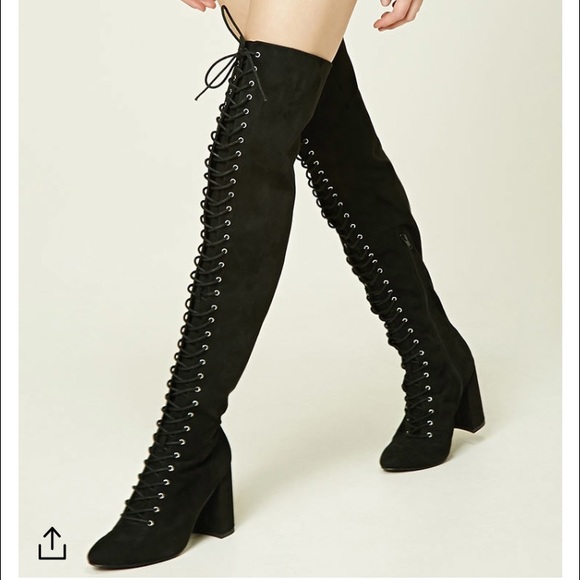 Lace-Up Thigh-High Boots w/ Free Liner!