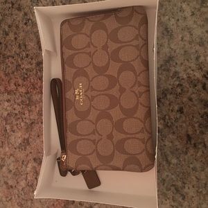 Brown Coach Double Zip Wallet (NEVER USED)