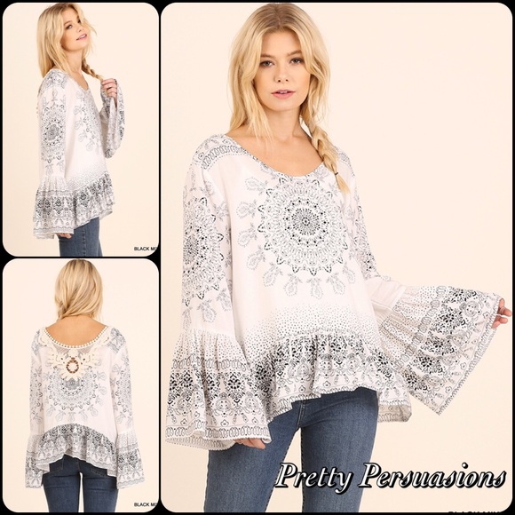 Pretty Persuasions Tops - SOLD OUT Bell Sleeve Boho Flowy Printed Top