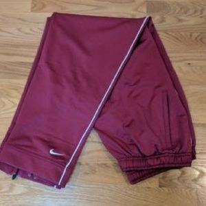 Nike Fit Dry Burgundy Athletic Warm Up Pants Large