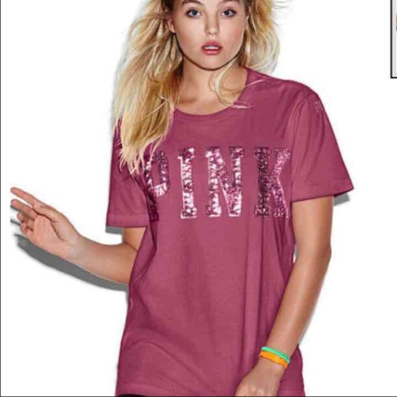 (Sold) VS Pink campus tee bling small