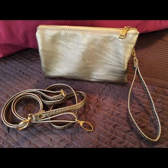 π SOLD π Vegan Gold Clutch / Crossbody Bag - Picture 2 of 5