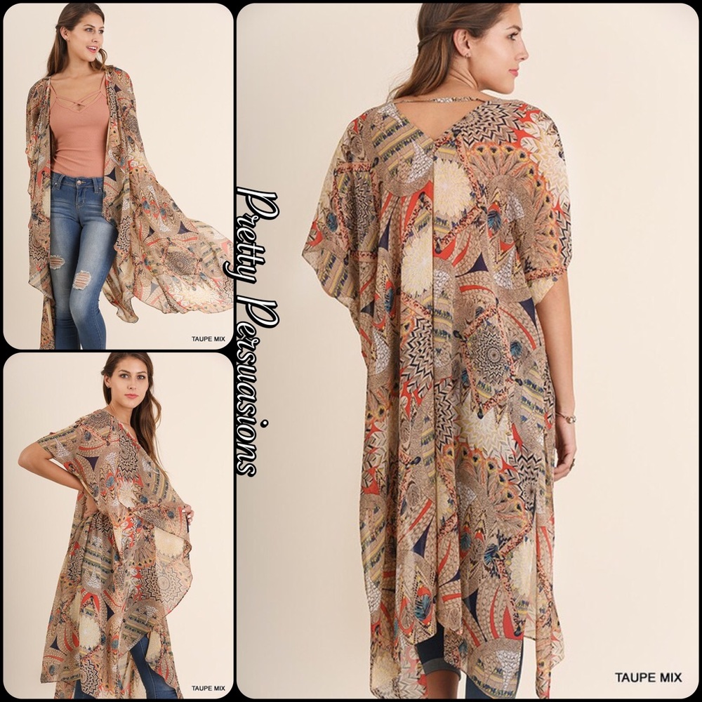 ❤️ SEE NEW LISTING ❤️ Vintage Print Long Layering Kimono Cardigan - Picture 7 of 7