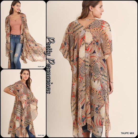 ❤️ SEE NEW LISTING ❤️ Vintage Print Long Layering Kimono Cardigan - Picture 7 of 7