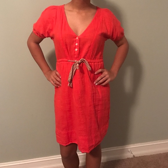 JCrew orange linen dress