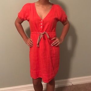 JCrew orange linen dress