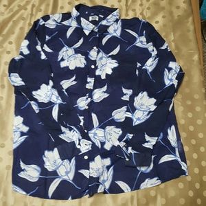 Semi-sheer  lightweight long-sleeved blouse