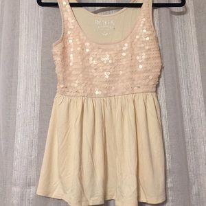 Cream sequin tank top